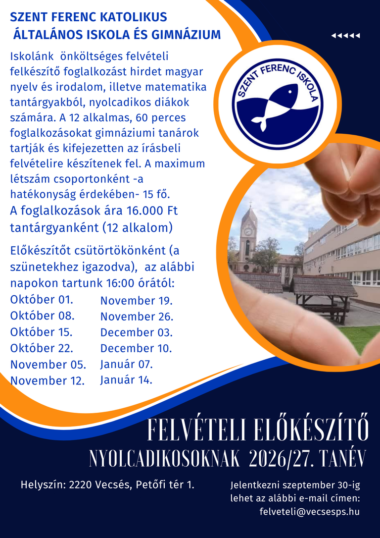 Felvételi előkészítő nyolcadikosoknak